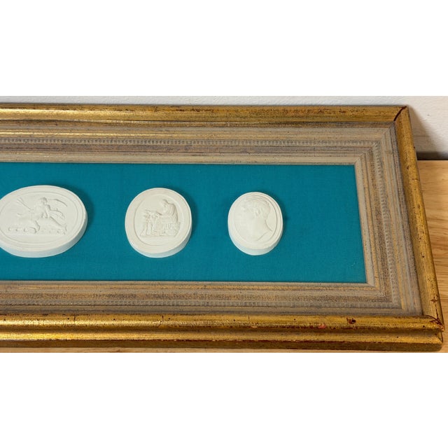 Framed Group of Seven Italian Grand Tour Cast Plaster Intaglios, 19th Century For Sale - Image 14 of 18