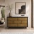 Dimensions: 60” wide X 18” deep X 37” high This mid-century modern dresser has been crafted using hand-embossed brass foil...