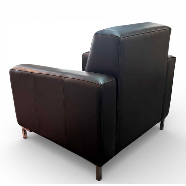 Black Design Ns Tufted Leather Lounge Chair For Sale - Image 8 of 9