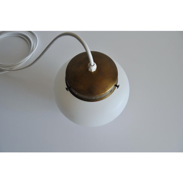 Metal Scandinavian Art Deco Opaline Glass Pendant Lamp, 1930s For Sale - Image 7 of 9