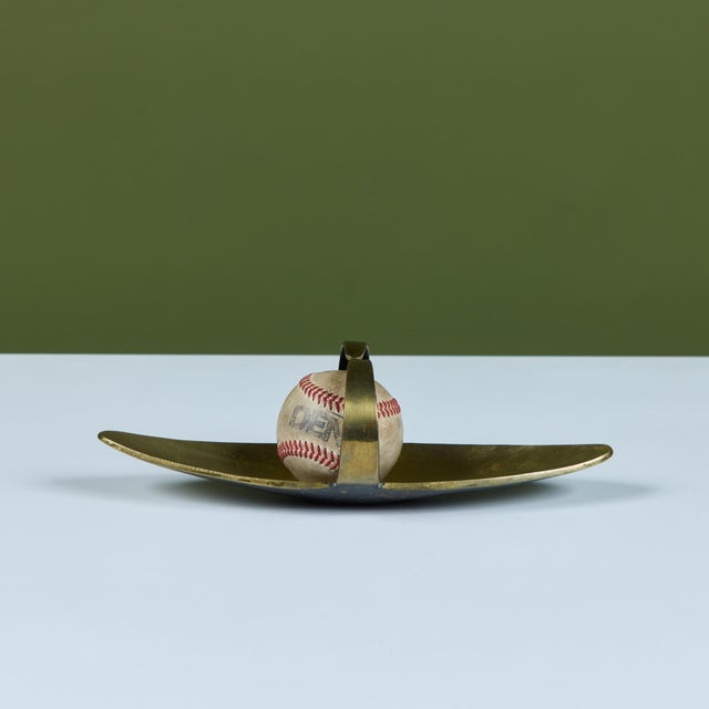 Pal-Bell Brass Tray With Curved Handles For Sale - Image 4 of 12