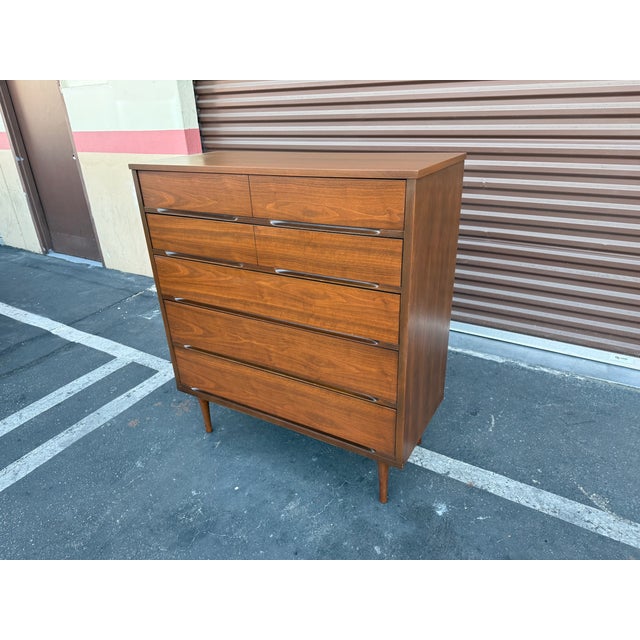 Mid-Century Modern Vintage Mid Century Modern Walnut Highboy For Sale - Image 3 of 6