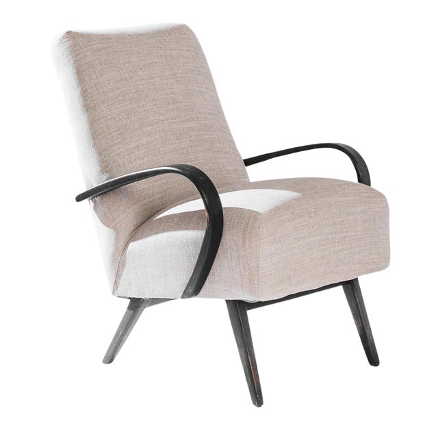 1930s Mid-Century Czech Beige Bentwood Armchair For Sale