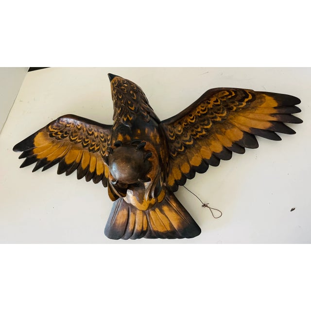 American Eagle Carved Wood Sculpture For Sale - Image 4 of 7