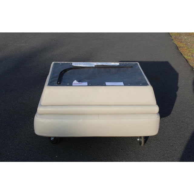 Natuzzi Light Gray Leather Ottoman For Sale - Image 14 of 15