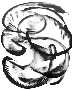 Chamaecyparis Eureka - Large Black and White Calligraphy Original Abstract Art by Thomas Hammer