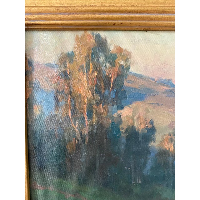 Wood “Backyard Sunrise” Plein Air Landscape Oil Painting by Michael Obermeyer, Framed For Sale - Image 7 of 16