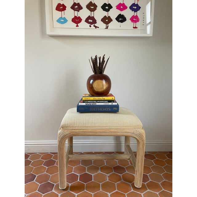 Vintage American Drew Pencil Reed Ribbon Footstool For Sale - Image 4 of 9