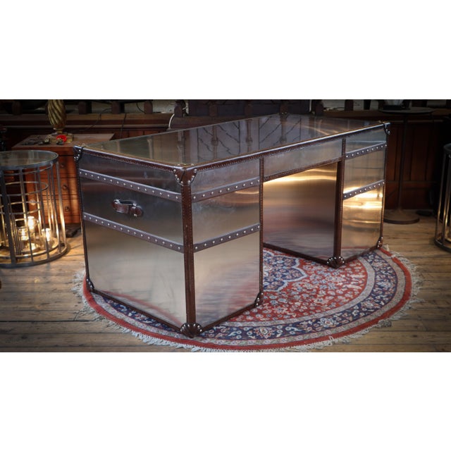 Stoneyhurst Mayfair Desk in Brushed Steel and Leather from Timothy Oulton, 2010s For Sale - Image 17 of 18
