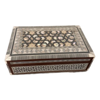 Vintage Mosaic Mother of Pearl Inlay Trinket Box For Sale
