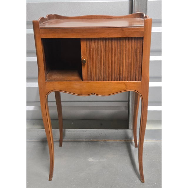 French Late 19th Century French Tambour Nightstand Louis XV Style Bedside Table For Sale - Image 3 of 8
