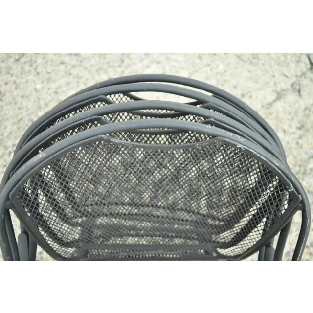 20th Century Modern Wrought Iron Sculptural Black Outdoor Arm Chairs - Set of 4 For Sale In Philadelphia - Image 6 of 12