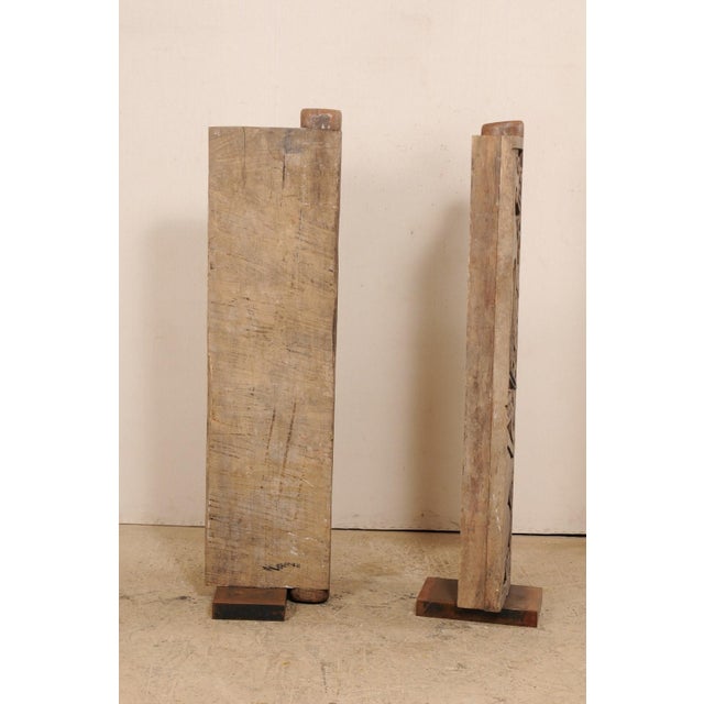 Tribal Mid 20th Century Borneo Carved Wood Doors – A Pair For Sale - Image 3 of 10
