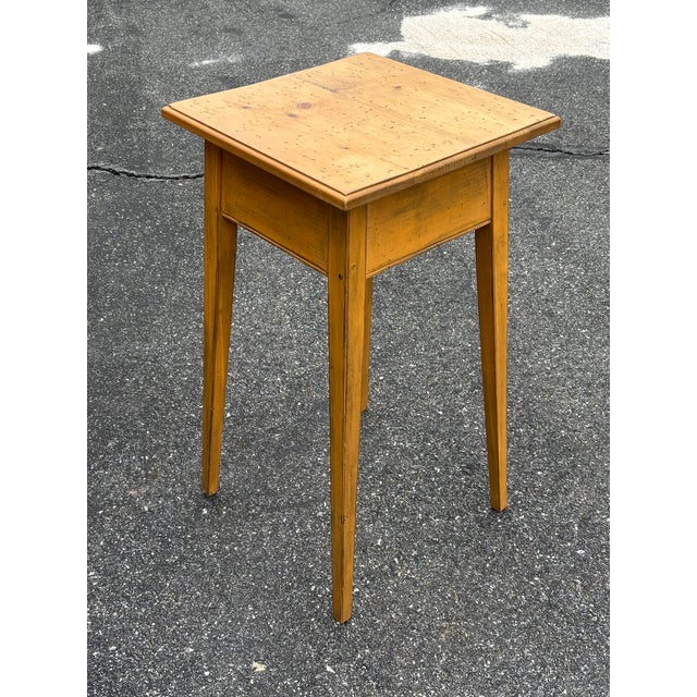 American 20th C. Shaker Crafted Mustard Yellow Accessory Table - Artisan and Heavily Detailed For Sale - Image 3 of 9