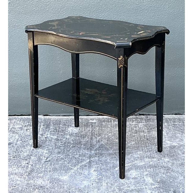 Chinoiserie Vintage Hand Painted Chinoiserie Side Table For Sale - Image 3 of 12