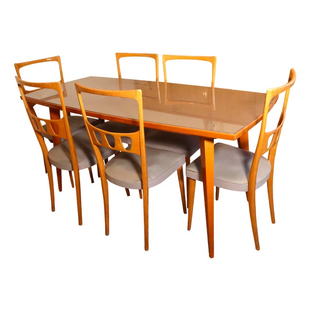 Mid-Century Modern Table and Chairs by Vittorio Dassi, 1950s, Set of 7 For Sale