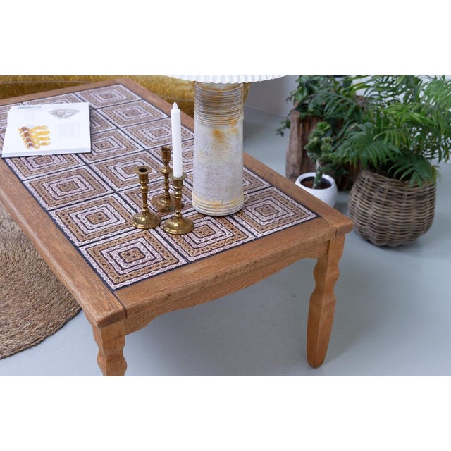 Vintage Brutalist Danish Coffee Table in Oak with Tiles, 1960s For Sale - Image 17 of 18