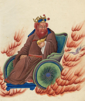Canton School Artist, Taoist Deity Wang Lingguan, 18th Century, Gouache Painting on Paper