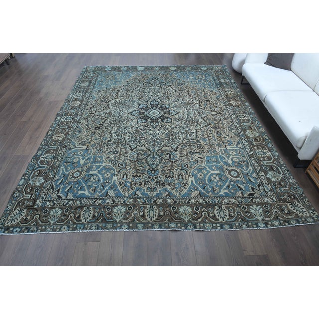Persian 1970s Vintage Persian Handmade Wool Cotton Light Brown Area Rug For Sale - Image 3 of 11