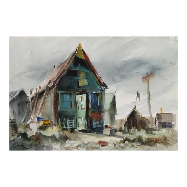 1960s "House 55" Watercolor Painting by Eve Nethercott For Sale