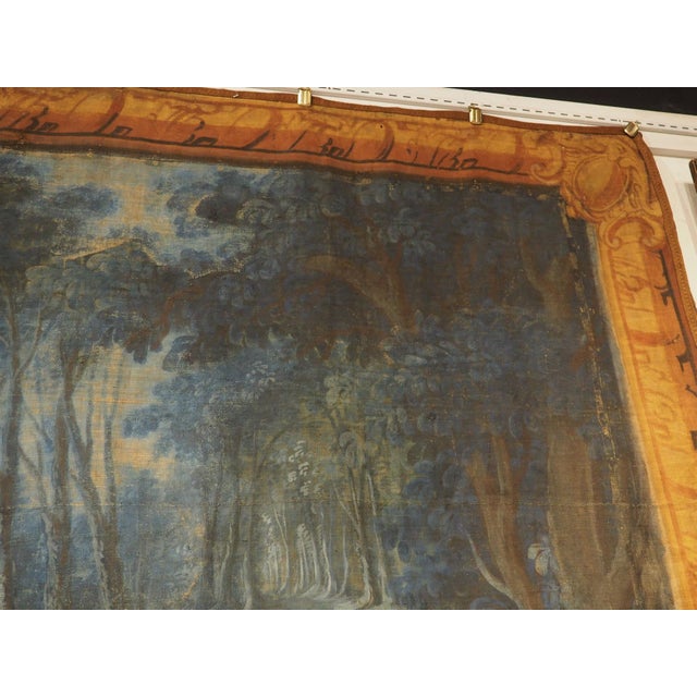 A Large 18th Century French Toile Peinte of a Stag Hunt in the Forest For Sale - Image 4 of 17