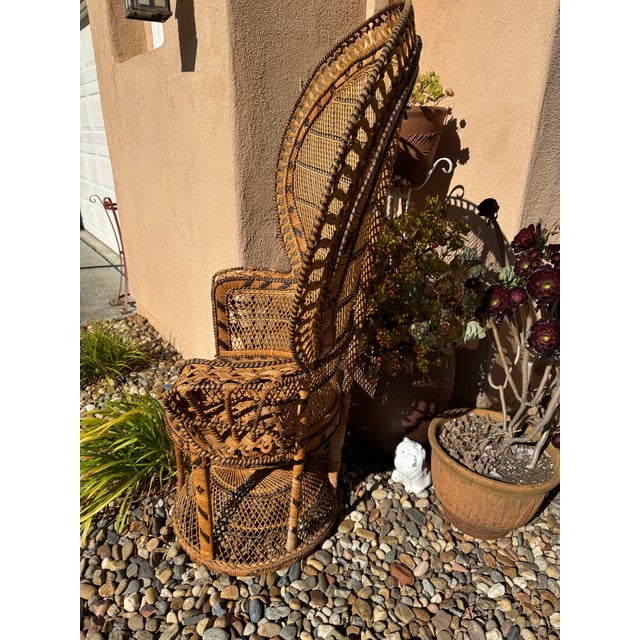 Iconic 1970s Vintage Emmanuelle Wicker Rattan Peacock Chair For Sale In San Francisco - Image 6 of 12
