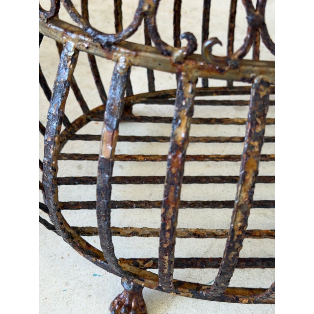 Brown Vintage Rusted Patina Iron Jardinière With Paw Feet For Sale - Image 8 of 12