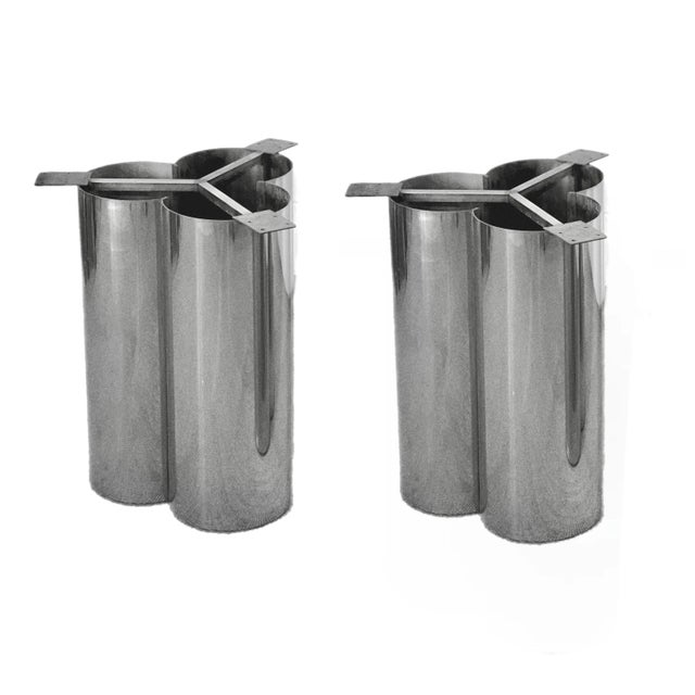1970s Mastercraft Stainless Steel Table Pedestals – a Pair For Sale - Image 10 of 10