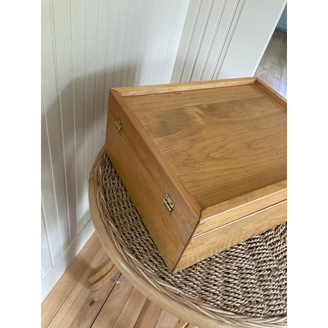 Rustic Vintage Wooden Box With Brass Details For Sale - Image 3 of 7