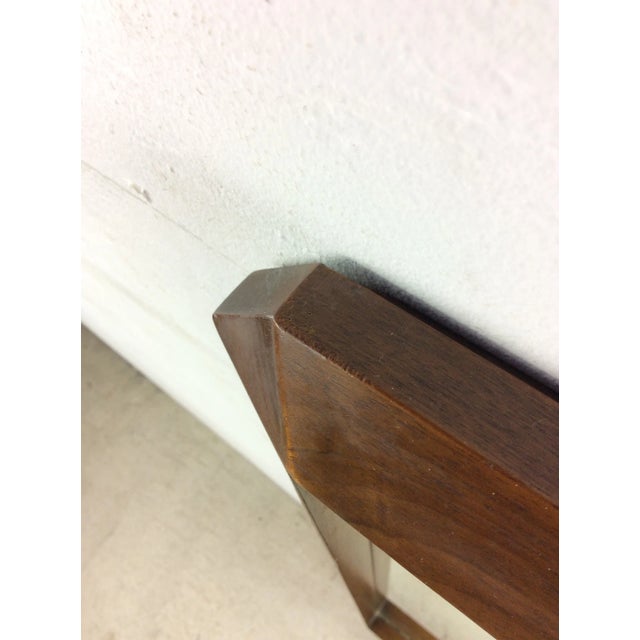 Mid Century Modern Wall Mirror With Angular Walnut Frame For Sale - Image 9 of 12