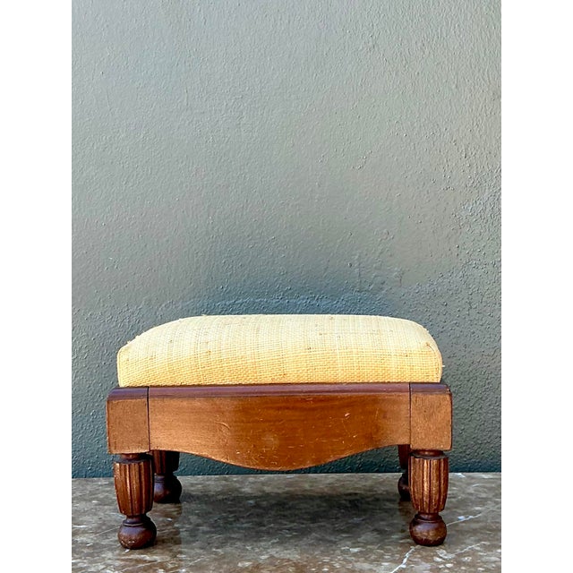 Vintage Grasscloth Footstool For Sale - Image 9 of 12