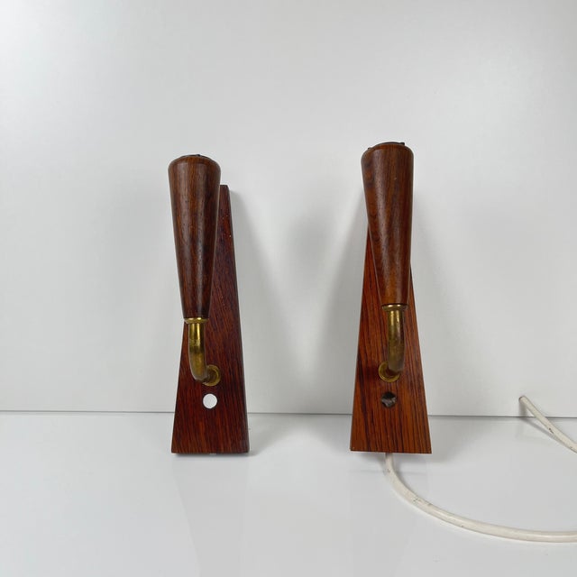Wood Danish Wood Wall Sconces, 1970s, Set of 2 For Sale - Image 7 of 11