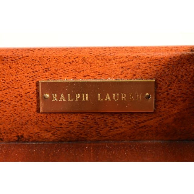 Wood Ralph Lauren French Empire Carved Mahogany Marble Top Sideboard or Bar Cabinet For Sale - Image 7 of 15