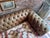 Pair of Vintage Chesterfield Style Leather Sofas With Kilim Fabric Cushions For Sale - Image 10 of 15