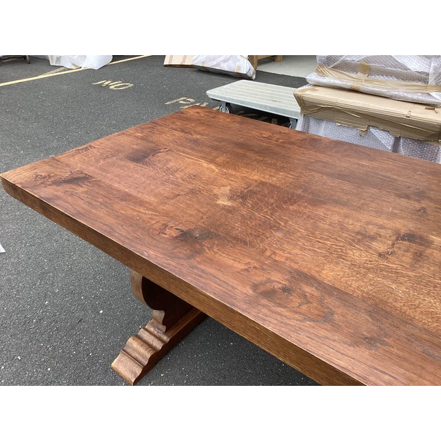French Solid-Plank Oak Farmhouse Table For Sale - Image 4 of 7