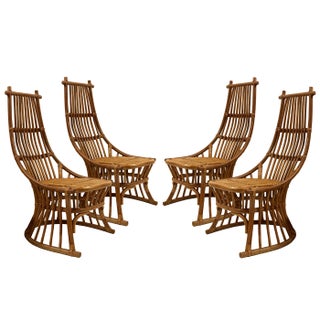 Mid-Century Modern Rattan - Set of 4 For Sale