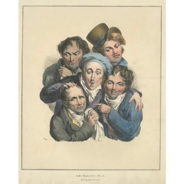 Grimaces Pl. 2 Female Emotions, 1823, Satirical Lithograph, Paper For Sale - Image 3 of 10