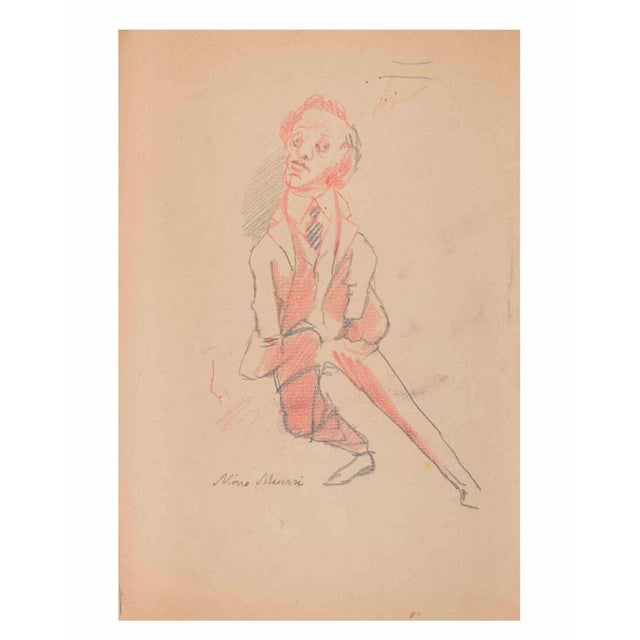 Pastel drawing on paper realized by Mino Maccari in the mid-20th Century. Hend signed lower left. Very good condition....