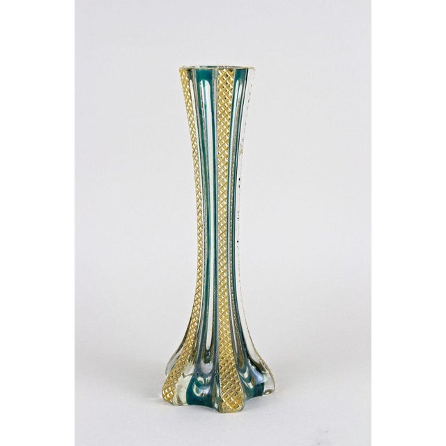 20th Century Murano Glass Vase with Green and Gilt Accents, Italy, 1930s For Sale - Image 10 of 18
