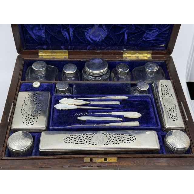 19th Century Rosewood Vanity Box w/Sterling Silver Accents Likely John Gough For Sale - Image 18 of 18