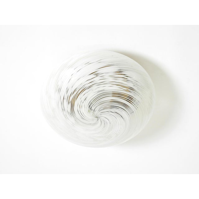 1980s Swirl Flush Mount in Glass and Brass Base, 1980s For Sale - Image 5 of 18