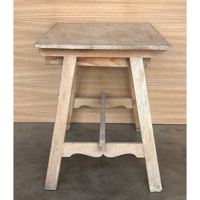 Wood Early 19th Century Spanish Baroque Bleached Side Table with Drawer For Sale - Image 7 of 18