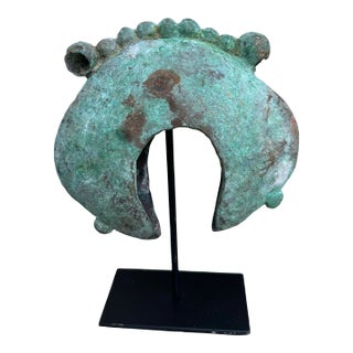 Vintage, Antique Turquoise African Currency Cuff on Custom Stand For Sale