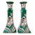 Ceramic Vintage Chinese Famille Verte Floral Porcelain Candlesticks - A Pair For Sale - Image 7 of 10