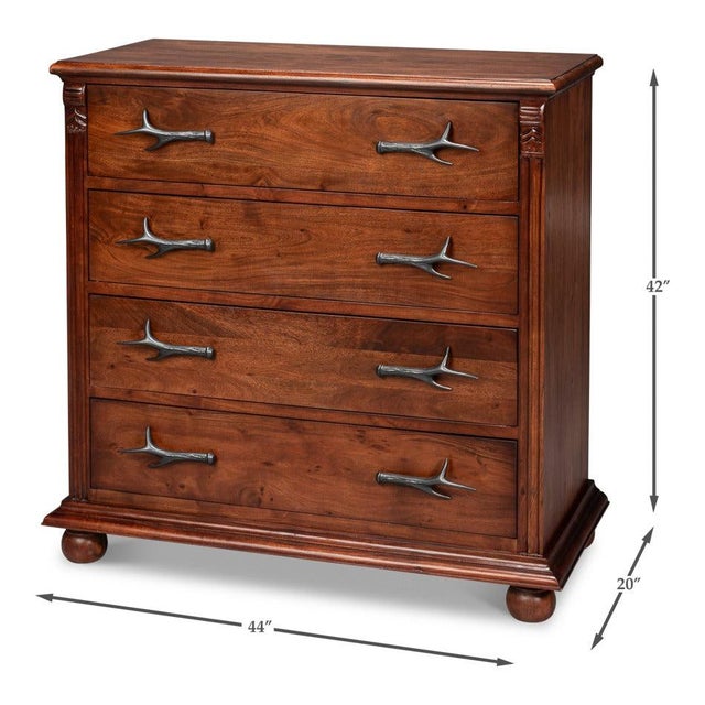 Lodge Chest of Drawers with Cast Antler Pulls For Sale - Image 11 of 11