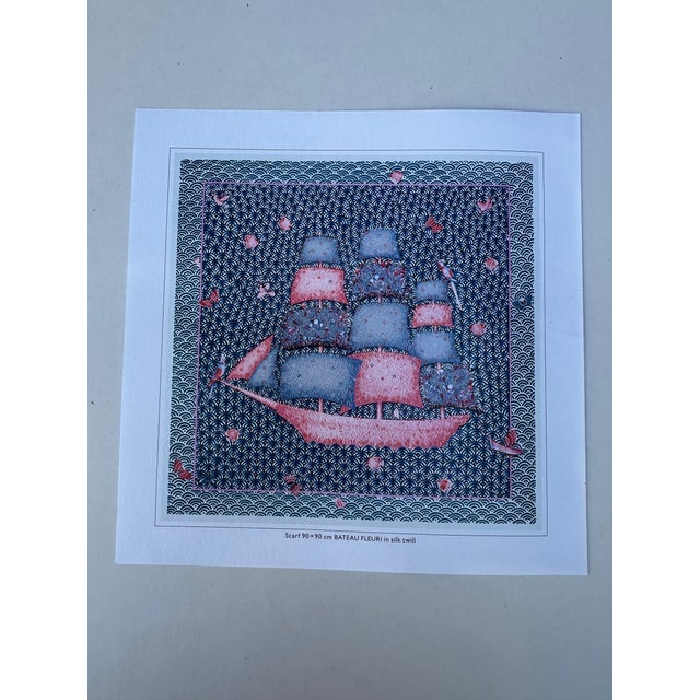 Blue HermesHermes 2015 Collection Authentic Original Hermès Scarf Art Advertisement Lithograph Featuring Hermès Design For Sale - Image 8 of 9