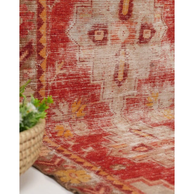 Textile 1970s Vintage Turkish Handmade Wool Cotton Red Runner Rug For Sale - Image 7 of 11