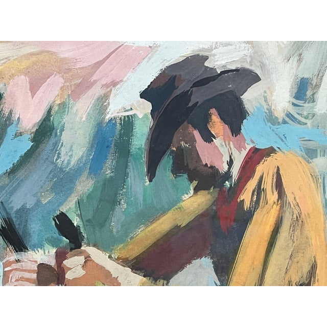Mid 20th Century Otis Dozier Modern Early Texas Western Wilderness Landscape Scene of Two Men and a Hog, 1944 For Sale - Image 5 of 7