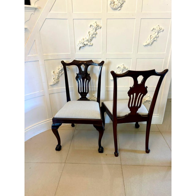 Antique Mid 19th Century Irish Carved Mahogany Dining Chairs with Carvers and Ball & Claw Feet, 1850s, Set of 10 For Sale - Image 6 of 18