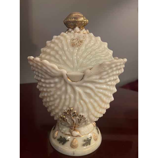 1900 Rare Northwood Argonaut Shell Customer Glass Covered Sugar Bowl Gilt Accents For Sale In Nashville - Image 6 of 15